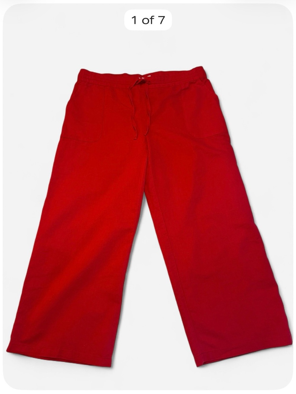 Liz Claiborne Women’s Red Cropped Pants Size M Drawstring Waist Linen/Cotton